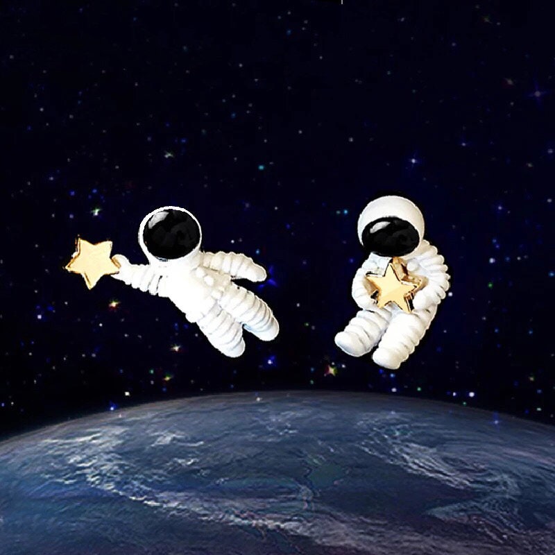 Best Seller S925 Sterling Silver Cute Couple Spacemen Buddy Astronaut…