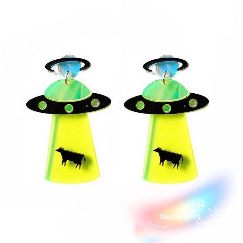 Best Seller Cute Light Trendy Quirky UFO Earrings Alien image 1