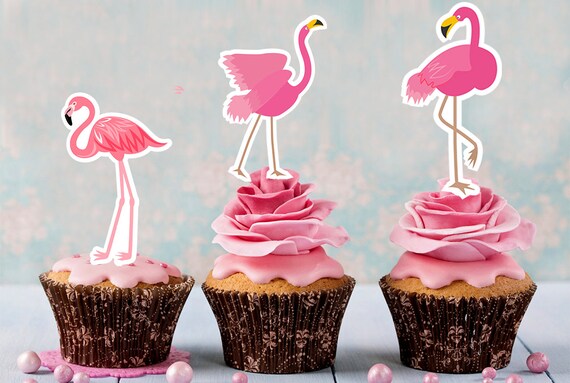 Flamingo Cupcake Toppers Flamingo Printable Cupcake Topper | Etsy