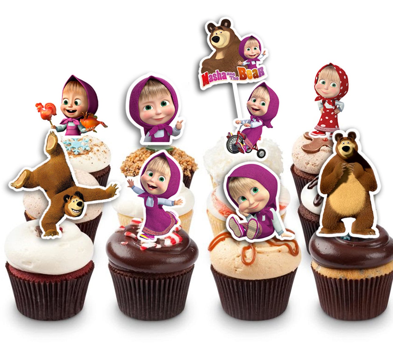 Masha and The Bear Printable Cupcake Topper Masha Supplies | Etsy