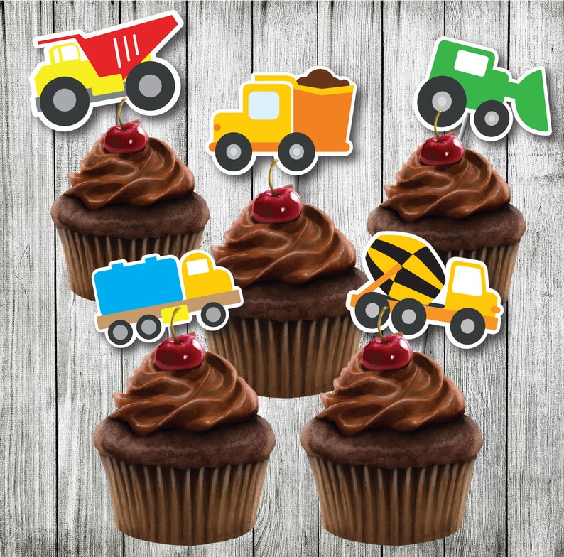 Under Construction Cupcake Toppers Under Construction Party Etsy