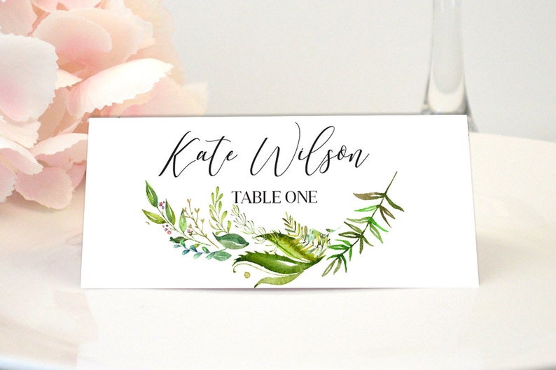 Wedding Suite Custom Wedding Place Cards Greenery Etsy
