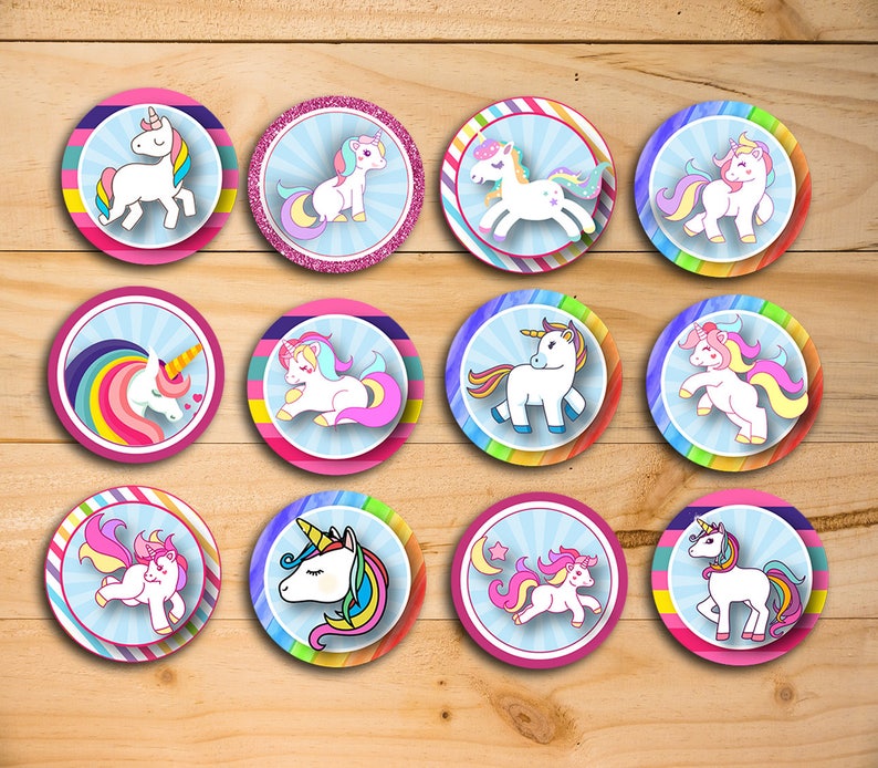 unicorn printable cupcake topper unicorn party supplies etsy