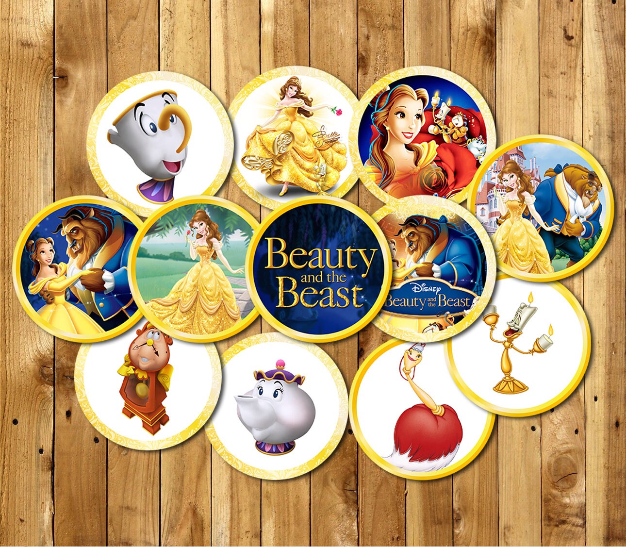 Beauty and the Beast Cupcake Toppers Princess Belle Cupcake | Etsy