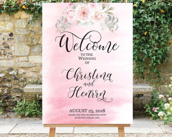 Welcome wedding sign, Welcome Template, Flower Wedding sign Editable template Tribal, Printable welcome sign, flowers wedding sign | W43WS_1