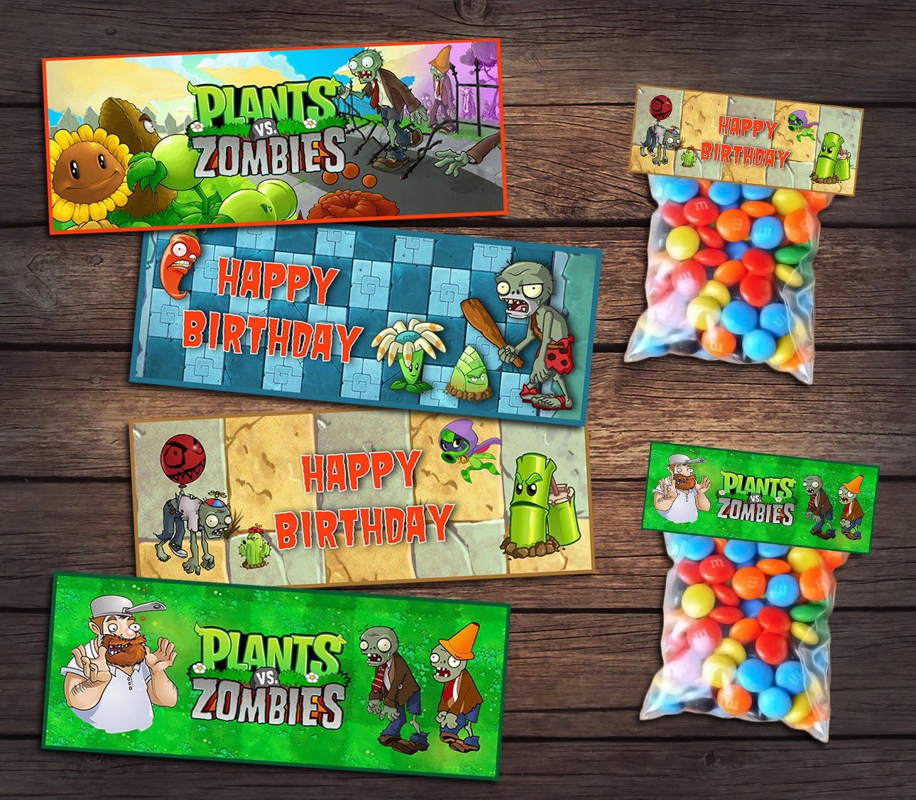 Plants Vs Zombies Treat Bags Birthday Party Treat Bags Etsy