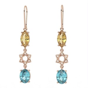 Gold earrings//Citrine earrings//Blue Topaz Suisse//gemstone jewelry//for women//EAG27