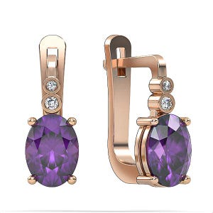 Gold Earrings//amethyst earrings//diamonds end gemstone//for women//present//EAG3