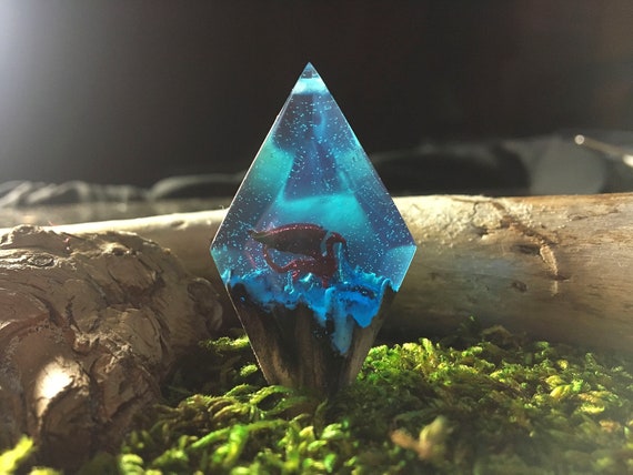 Dragon Resin Necklace Skyrim Red Dragon Wooden Resin Dragon Etsy