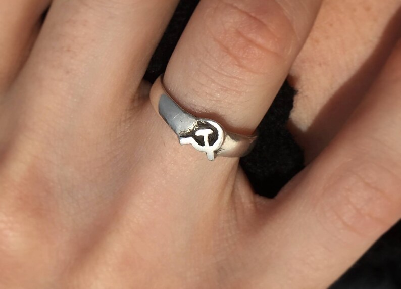 Hammer and Sickle Ring Handmade Sterling Silver 14K Gold Etsy