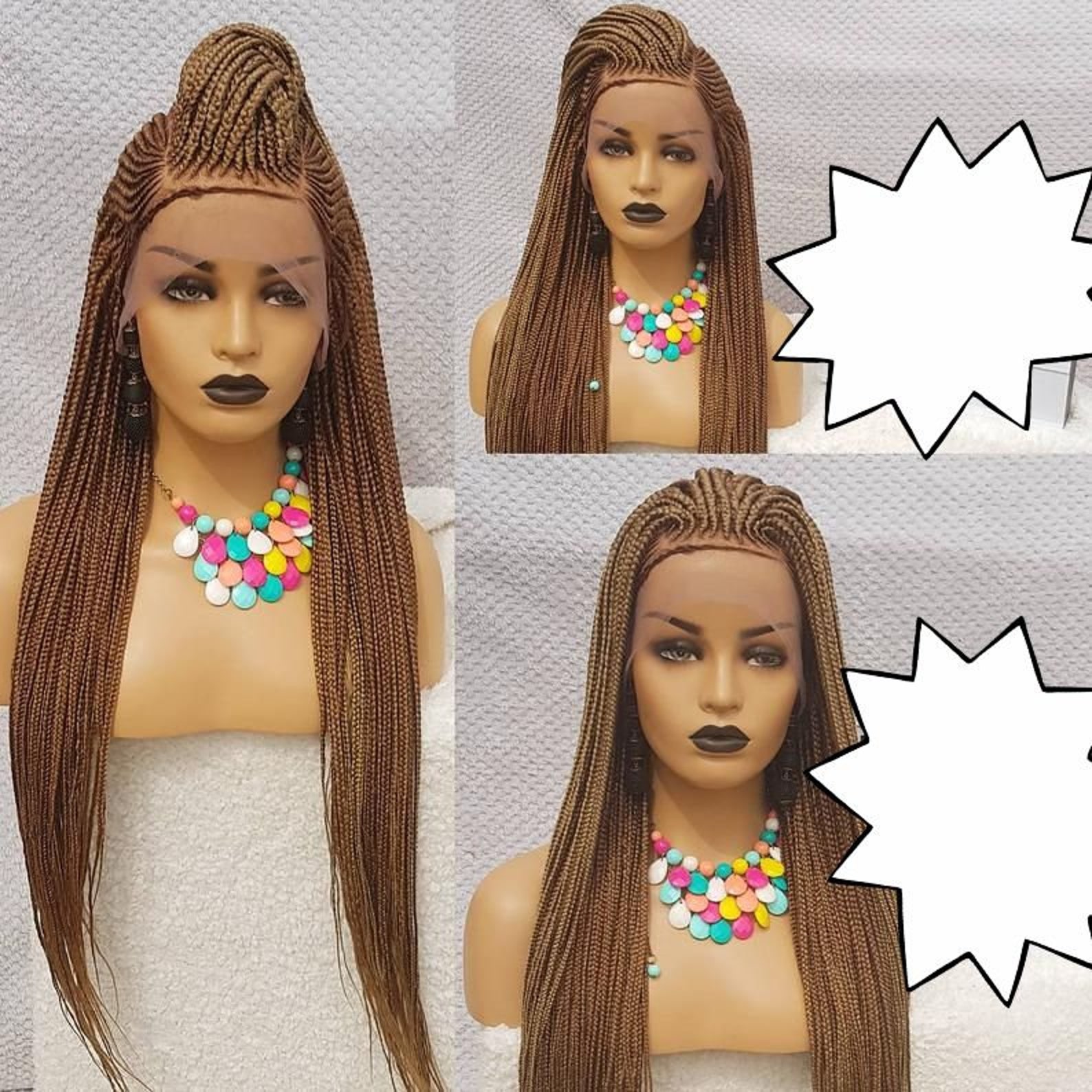 Braided wig with beads braided lace front wigs braided | Etsy