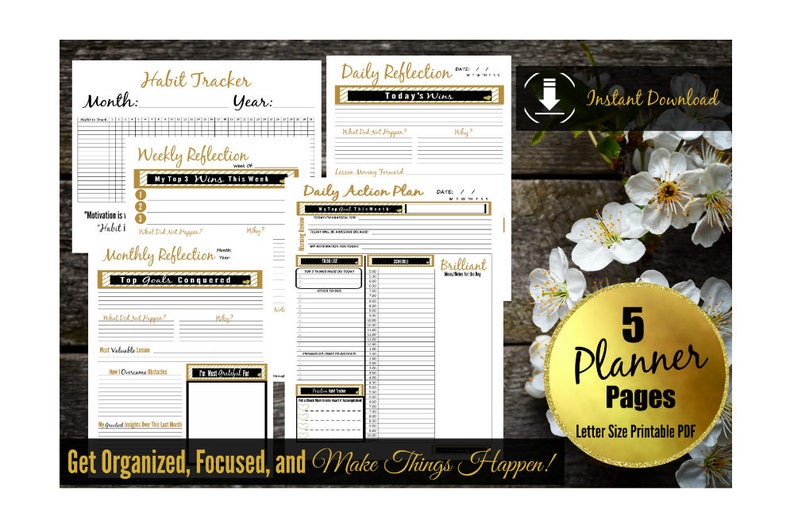 Daily Planner Printable Inserts Life Binder Weekly Planner, Organizer