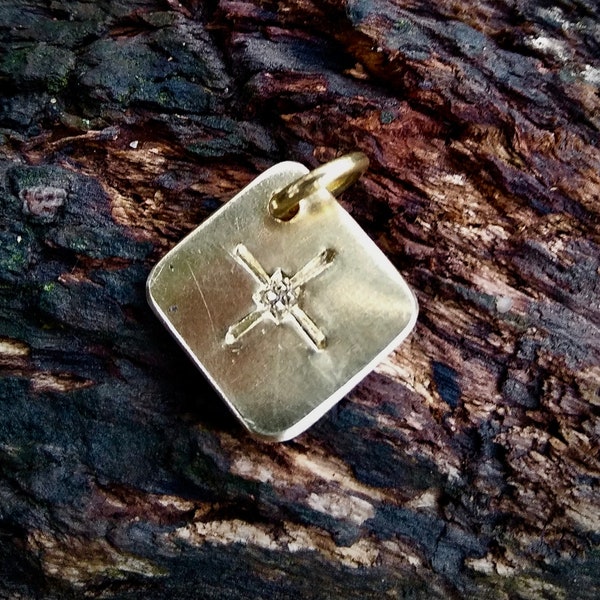 Anglo Saxon rune GAR, Gungnir. Odin's spear. Hand stamped from brass, RUNE JEWELLERY small pendant