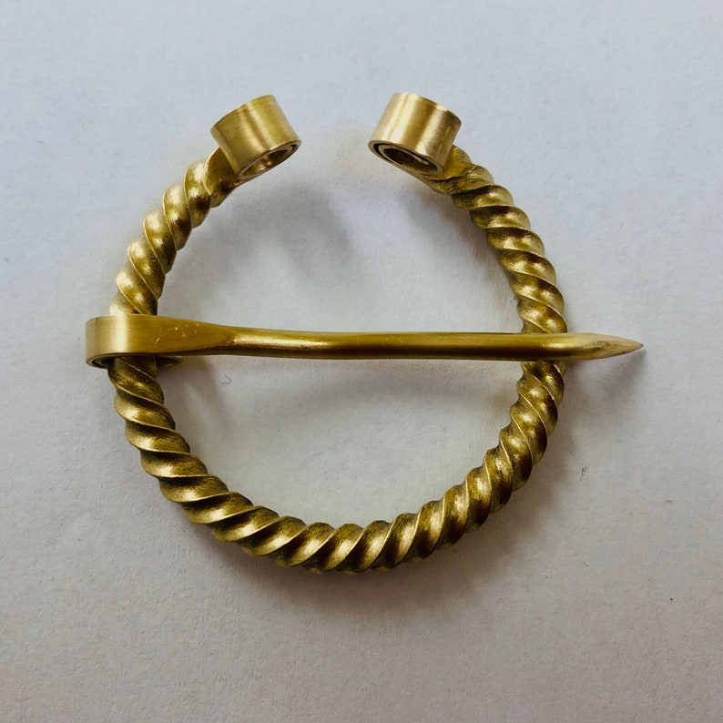 Brooch fibula Cloak pin Penannular twisted brooch 45 mm multi period Made from brass. Hand forged. Historical costume. Reenactment jewelry image 1