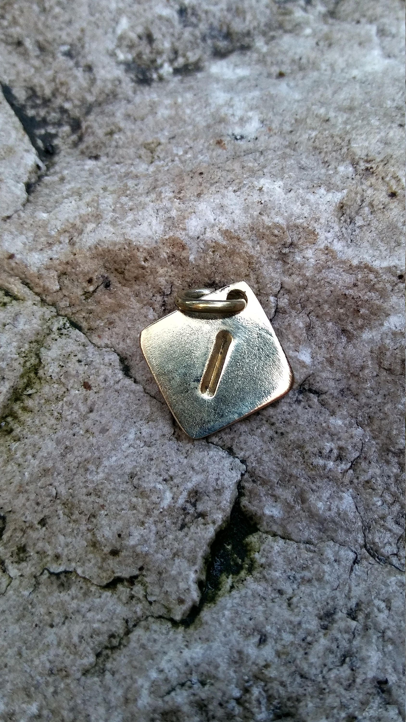 Handforged Brass Isa Rune Necklace, Elder Futhark Viking Amulet - Etsy