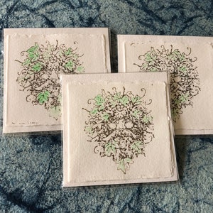 Biglietto d'auguri per qualsiasi occasione "Green Man" con busta, fatto a mano, anche in carta e busta. Biglietto artigianale Pagan Wicca vuoto all'interno.
