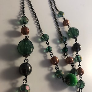 collar de cuentas vintage, collar largo verde