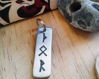 THOR Rune Pendant -TOR - Thunder God - Titanium Pagan amulet - Norse Gods - Elder Futhark Runes - Runic Talisman