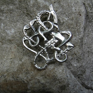 Urnes style viking pin, brooch. Replica. Scandinavia. Norse jewelry. Iceland. Viking Dragon fibula