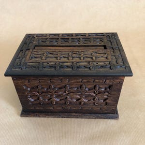 Vintage Desktop Cigarette Bix Dispenser Carved Wooden Magic Hidden Cigarette Tobacciana Novelty Memorabilia