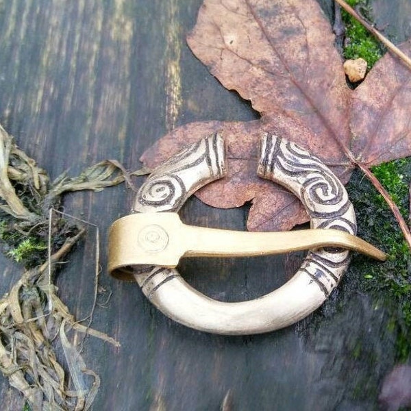 Brooch Pen-annular fibula Gotland pin 40 mm diameter. Made from brass. Viking Historical costume Reenactment jewelry