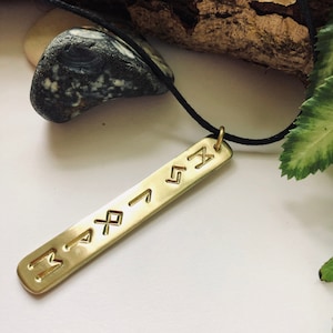 Colar de Runa MY LOVE, presente de dia dos namorados, pingente rúnico feito à mão, amuleto de Runa Nórdica Elder Futhark