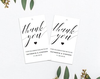 greenery wedding thank you tags template download printable etsy