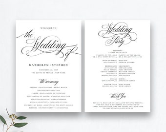 wedding program template etsy