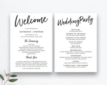 wedding program template etsy