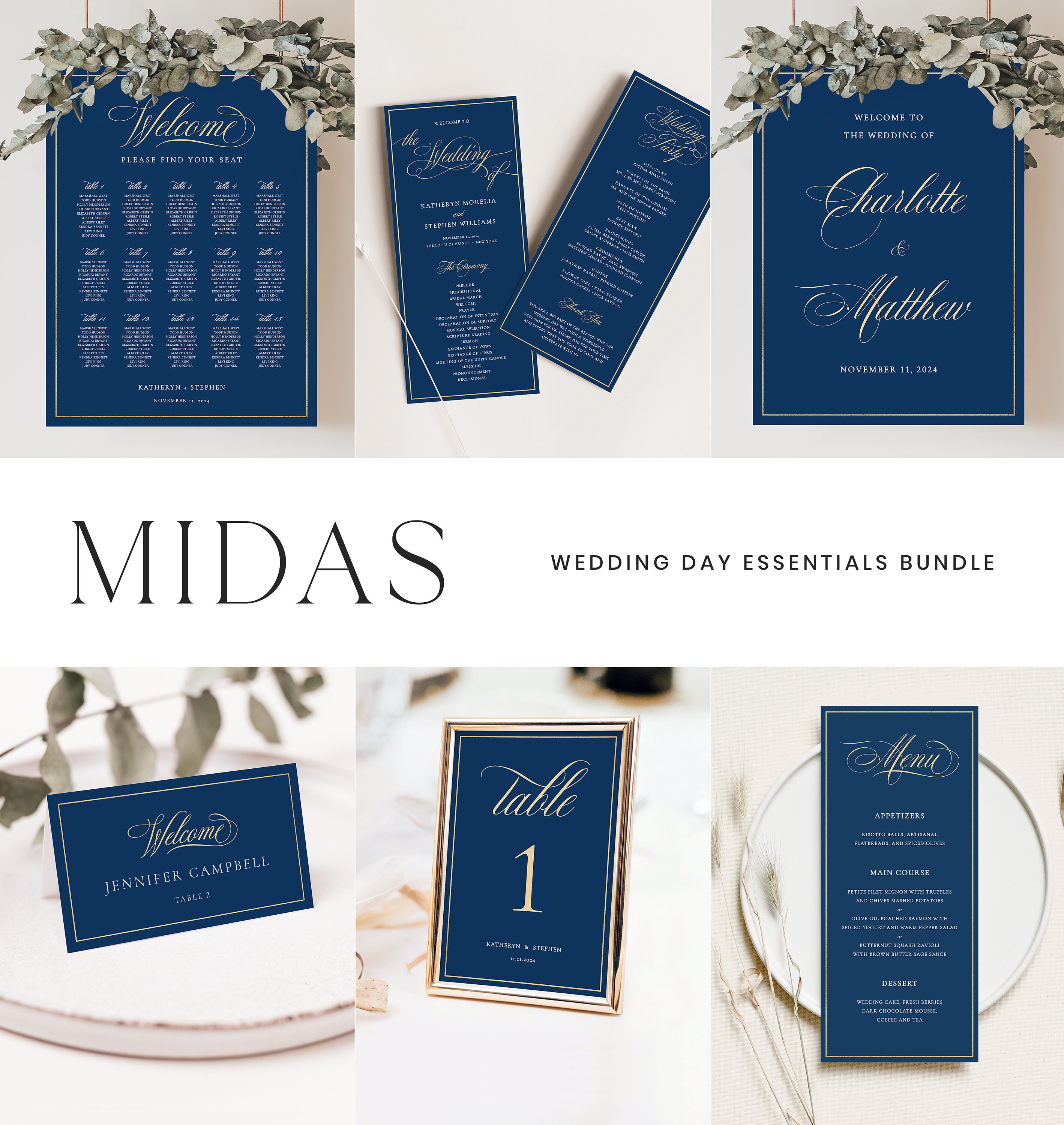MIDAS Wedding Day Essentials Bundle Navy & Gold Wedding - Etsy