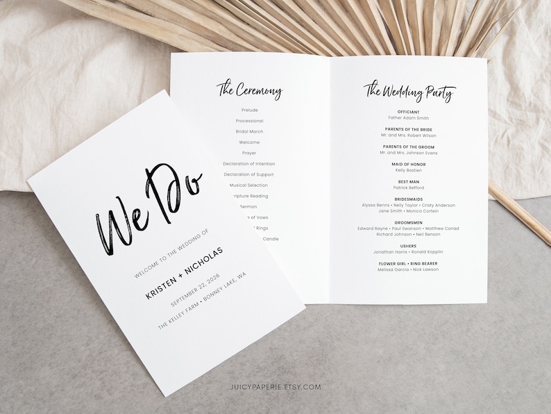Printable Wedding Program Booklet Template We Do Modern Etsy