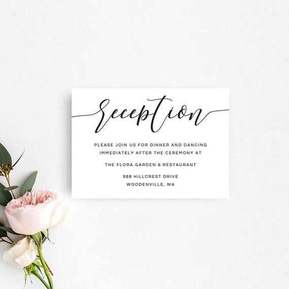Wedding Reception Card Printable Wedding Reception Templates Etsy