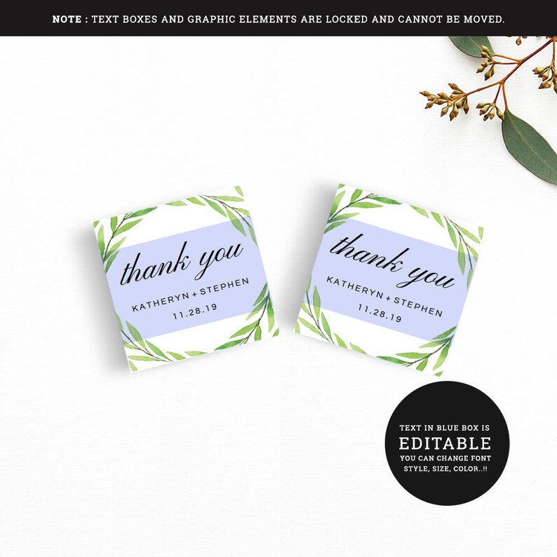 Floral Botanical Wedding Favor Tags Thank You Tags DIY Gift Tags Printable Templates Instant Download Printable Wedding Thank You Tags