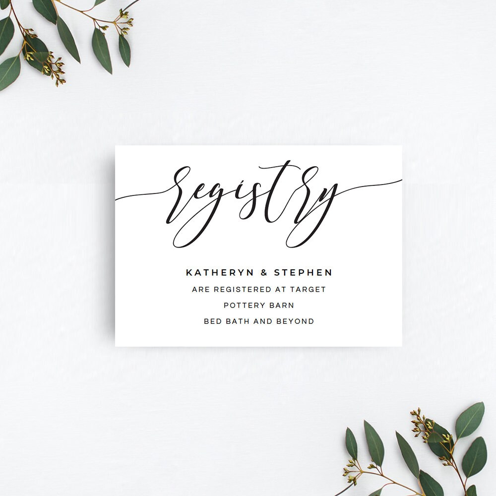 Registry Card Printable Wedding Registry Card Template | Etsy