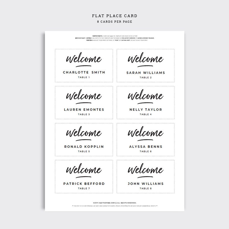 Modèles PDF MarquePlaces Mariage à Éditer & Imprimer PDF Etsy