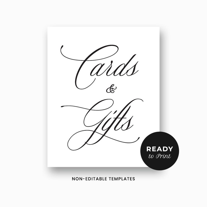 Classic Wedding Cards and Gifts Sign Printable Wedding Cards | Etsy