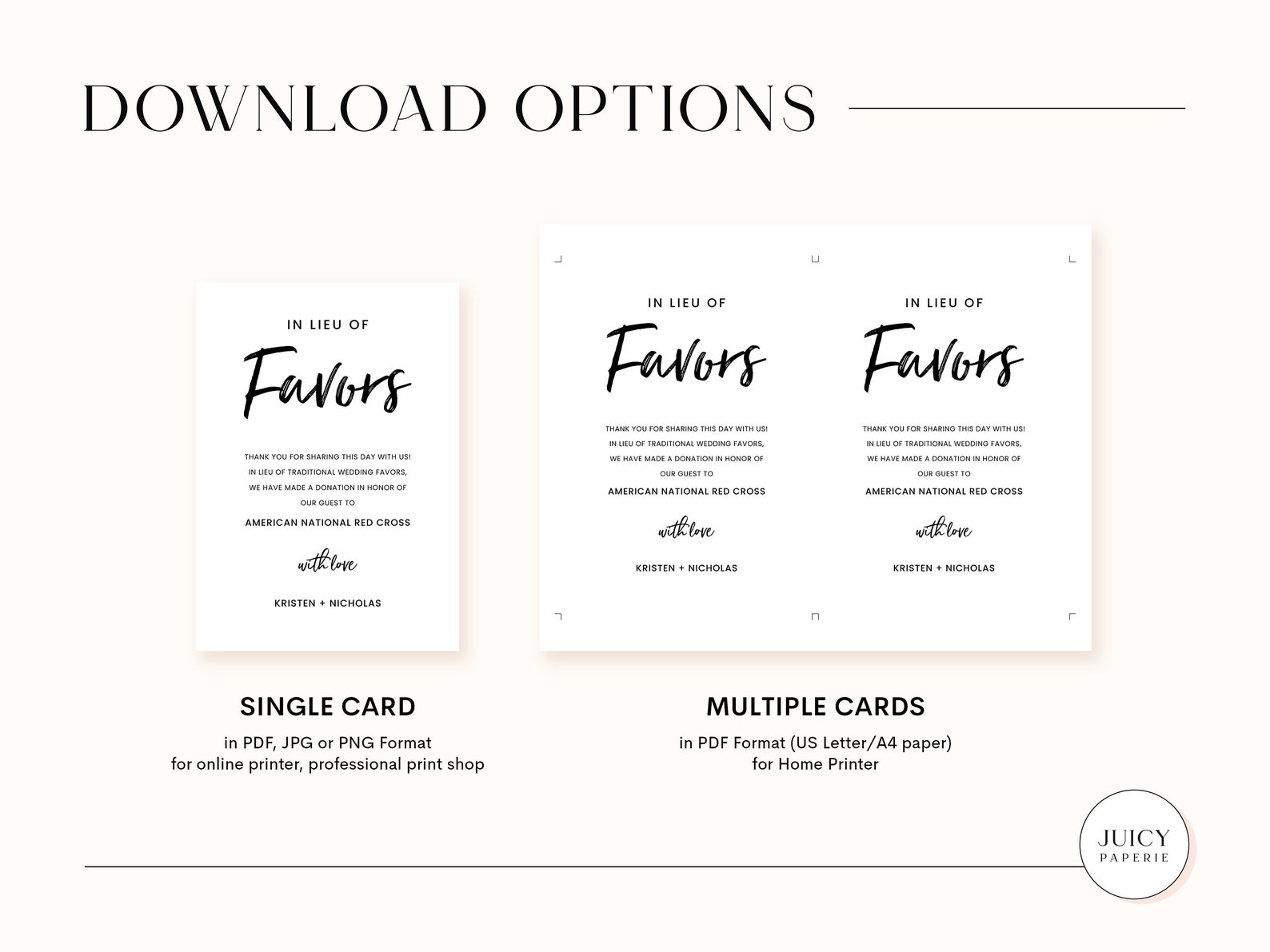 Printable In Lieu Of Favors Sign Template Calligraphy Modern Etsy Ireland
