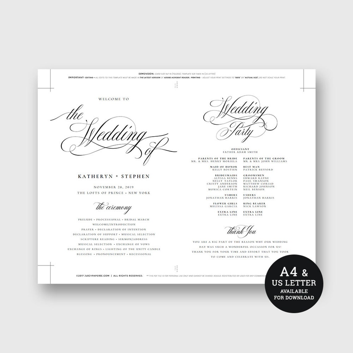 Wedding Program Fans Template DIY Wedding Program Fans Etsy