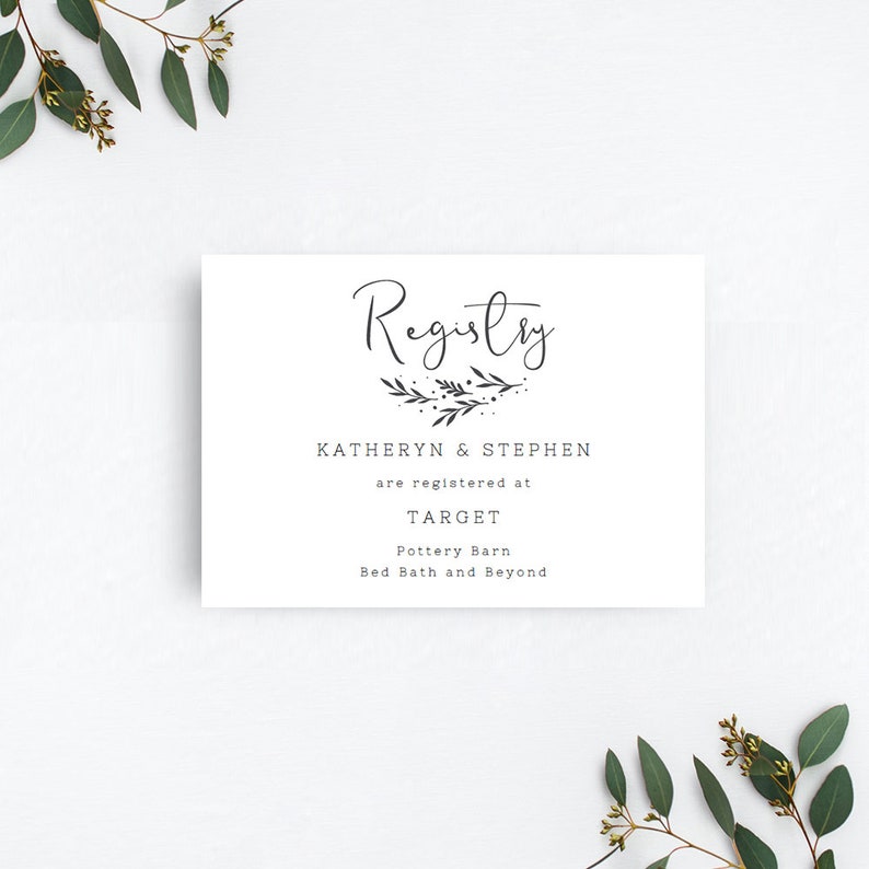 Printable Gift Registry Card Rustic Gift Registry Card | Etsy