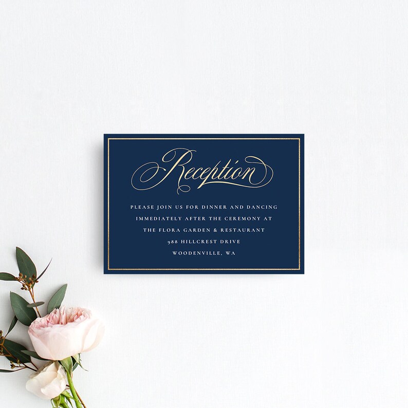 Navy Blue Gold Wedding Reception Templates Printable Etsy