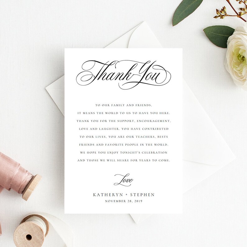 Wedding Thank You Notes Wedding Thank You Cards Classic Etsy