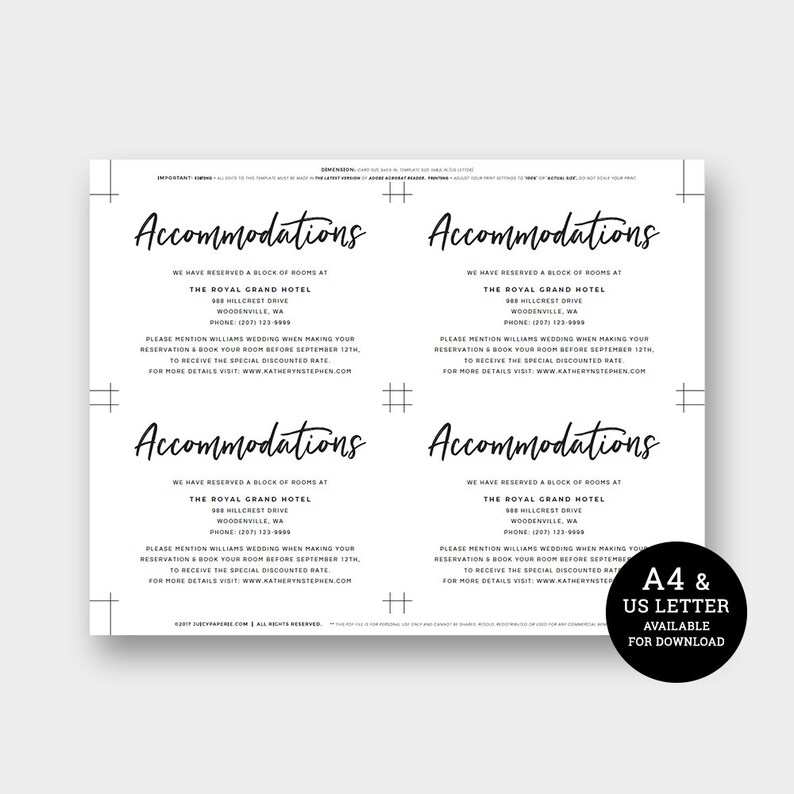 Printable Accommodations Card Rustic Wedding Accommodation Template Diy Hotel Accommodations Card Printable Accommodation Card Templates