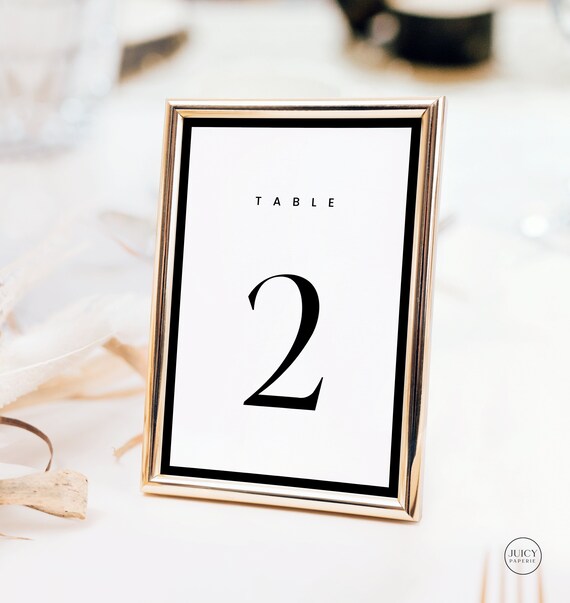 black and white table numbers template printable classy etsy