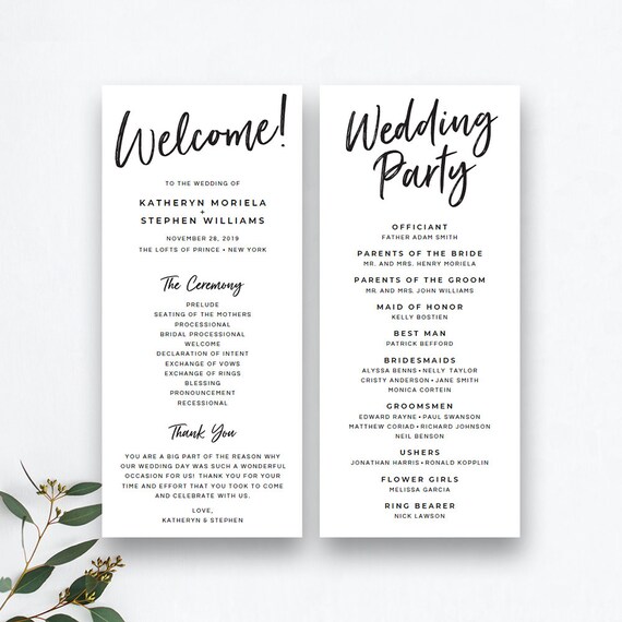 Printable Wedding Program Templates Rustic Wedding Program Etsy