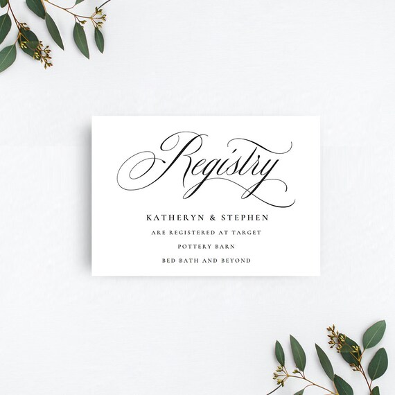 Registry Card Printable Wedding Registry Card Template Diy Etsy
