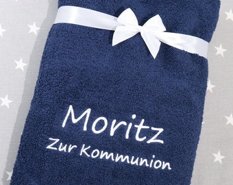 Personalized bath towel with embroidered name - 70 x 140 cm - navy blue - 500g/m2 - GIFT ( 140238 )