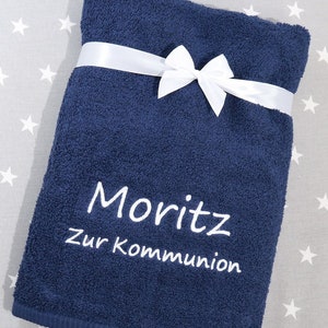 Bath towel embroidered with name 70 x 140 cm navy blue 500g/m2 GIFT 140238 image 1