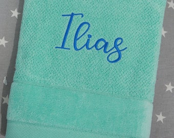 Bath towel embroidered with name - 70 x 140 cm - mint - 550g/m2 - SUPER THICK!!! - GIFT (666122)