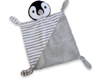Comfort blanket - snuffle blanket - cuddle blanket - GREY PENGUIN ( 702018 )