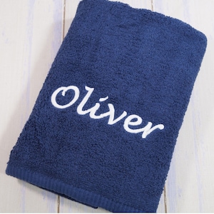 Bath towel embroidered with name 70 x 140 cm navy blue 500g/m2 GIFT 140238 image 2